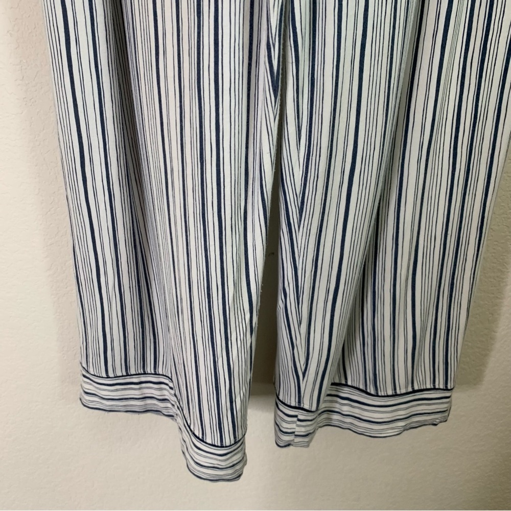 Eberjey Gisele Long PJ Set in Off White & Indigo Stripe XL - Picture 10 of 14